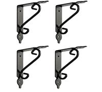 Gedotec Lot de 4 consoles ornementales en métal pour charges lourdes | SMITHY | Supports d'étagère de 15 kg | Acier forgé noir vieilli | Équerres d'étagère style maison