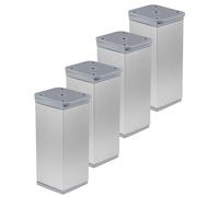 Gedotec Lot de 4 Pieds de Meuble en métal | Katrin | Pieds de Table en métal Gris | Pieds pour Meubles avec réglage en Hauteur | Finition : 80 mm | Pieds de Commode