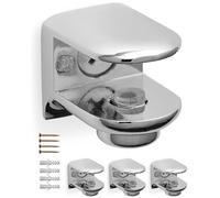 Gedotec Lot de 4 supports de fixation RM03 chromé brillant, support de tablette en verre pour épaisseur de verre de 6 à 11 mm, pince en verre avec vis de blocage et support en verre, matériel de