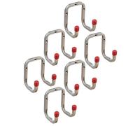 Gedotec Lot de 6 crochets muraux à visser en acier galvanisé | Duo | 6 crochets pour appareils Longueur : 90 mm avec matériel de fixation | Crochet polyvalent en métal | Support mural Garage | Montage