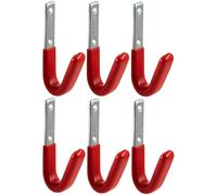 Gedotec Lot de 6 crochets muraux universels en acier galvanisé et caoutchouté - Rouge - Crochets pour appareils avec matériel de fixation - Crochet universel en métal - Crochet mural à visser