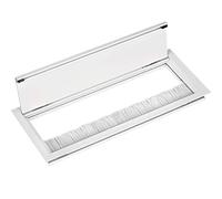 Gedotec Passage de câbles Blanc Mat | Sortie de câbles carrée 450 x 100 mm | ECO | Prise de câble en Aluminium | Passage de Bureau avec Joint Brosse | 1 pièce - Passage de câbles à encastrer