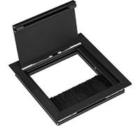 Gedotec Passage de câbles noir mat | Sortie de câbles carrée 100 x 100 mm | ECO | Prise de câbles en aluminium | Passage de bureau avec joint brosse | 1 pièce - Passage de câbles à encastrer