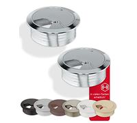 Gedotec Passe-câbles Bureau en Plastique ABS Robuste | 10 passages de câbles Ronds 60mm | Entry | Prise de câble chromée polie | Guide-câbles à enfoncer | Passage de câbles Bureau