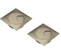 Gedotec Passe-câbles de Bureau en Plastique ABS Solide - Lot de 2 Passe-câbles carrés de 60 mm - Plaza - Boîtier de câble Aspect Acier Inoxydable - Guide-câble carré à enfoncer - Goulotte de câble