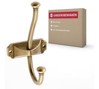Gedotec Patère en métal | 1 pièce | Surface : laiton antique - Longueur : 134 mm - Largeur : 66,5 mm | ANTON | Style vintage | Patère pour la maison | Porte-manteau