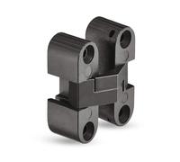 Gedotec Paumelle invisible Paumelle de porte d'armoire Charnière de meuble pour porte de coffre - H1964 | Laiton noir bruni | Charnière d'armoire à encastrer bois | 11 x 33 mm