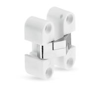 Gedotec Paumelle invisible pour porte d'armoire Charnière de meuble pour porte de coffre - H1964 | Laiton blanc mat | Charnière d'armoire à encastrer en bois | 11 x 33 mm