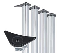 Gedotec Pieds de Meuble | H1712 | Hauteur 710 mm | Ø 60 mm | Lot de 4 - Pieds d'appui, matériel de Fixation Inclus | Chrome Poli | Pieds de Table métalliques réglables en Hauteur