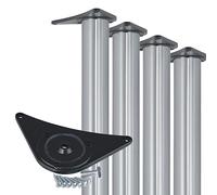 Gedotec Pieds en Acier Inoxydable Pieds de Table réglables en Hauteur en métal - H1712 | Hauteur 710 mm | Ø 60 mm | matériel de Fixation - Support pour Plans de Travail de Cuisine - Lot de 4