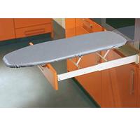 Gedotec Planche à Repasser Pliable Ironfix Premium Housse de Table à Repasser avec Fleurs, Table Pliante rotative à 180°, Acier RAL 9016 - Tiroir de Planche à Repasser derrière Une façade de tiroir