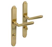 Gedotec Plaque Longue Poignee de Porte | Modèle Alt Wien | 1 Poignée de porte chambre, matériel de fixation inclus | Laiton Poli | Norme DIN - Allemagne | Ferrure Porte Laiton | WC - Salle de Bains