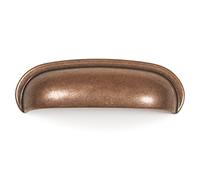 Gedotec Poignée coquillage cuivre antique cuisine à visser | Poignée de tiroir | Distance de perçage - 64 mm dans un aspect vintage élégant | AURA | Poignée coquillage en métal | 1 poignée de meuble