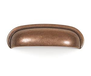 Gedotec Poignée coquillage cuivre antique cuisine à visser | Poignée de tiroir | Distance de perçage - 64 mm dans un aspect vintage élégant | AURA | Poignée coquillage en métal | 1 poignée de meuble