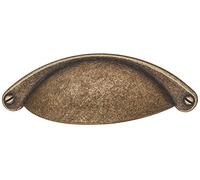 Gedotec Poignée de meuble de cuisine à visser en forme de coquillage pour porte coulissante, tiroir en métal, vintage, Roma, laiton vieilli mat, 120 x 30 mm, 1 pièce