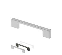 Gedotec Poignée de meuble en métal massif argenté mat avec BA 160 mm | Poignées pour armoires de cuisine avec matériel de fixation | Palermo | Poignées de meuble