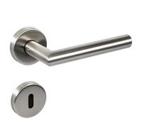 Gedotec Poignee de Porte en Acier Inox | L-FORM | épaisseur de porte 35-47 mm | 1 Garniture avec matériel de fixation | Acier Inox Brossé Mat | BB - Buntbart | Poignée de porte sur rosace ronde