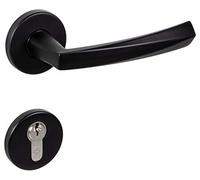 Gedotec Poignée de porte en acier inoxydable noir mat - Poignée de porte sur rosace de porte - Diamant - Cylindre - Poignée de porte antique vintage - 1 set - Rosace en forme de L avec vis