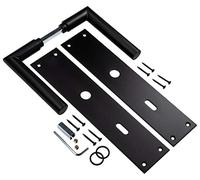 Gedotec Poignée de Porte en Acier Inoxydable | Orlando | 1 Paire - Poignee de rénovation avec matériel de fixation | Noire Mate | Plaque de porte BB - Bouton de couleur | Norme DIN - Allemagne