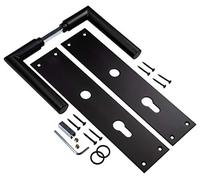 Gedotec Poignee de Porte en Acier Inoxydable | Orlando | 1 Paire - Poignée de rénovation avec matériel de fixation | Noire Mate | Plaque de porte PZ - Cylindre | Norme DIN - Allemagne