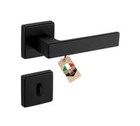 Gedotec Poignee de Porte en aluminium | PUSH 1317 | 1 Garniture de porte noire | Poignée sur rosace carrée | BB - Bouton coloré | Paire de béquilles noir mat | Avec matériel de fixation