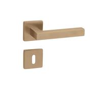 Gedotec Poignée de porte en laiton brossé | 1 jeu | Garniture de rosace sur rosaces carrées | Carat | BB - Serrure à clé | Poignée de porte pour portes intérieures | Garniture de poignée avec matériel