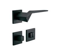 Gedotec poignée de porte métal noir mat - WC, portes intérieures | Ensemble de béquilles ORIGAMI avec rosaces plates carrées, épaisseur de porte 35-47 mm - artisanat italien