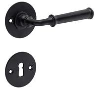 Gedotec Poignee de Porte | MIRA | Dimensions (L x l x H) 13 x 3,8 x 6 cm | 1 Pièce Poignée avec matériel de fixation inclus | Antique Noir Galvanisé | Ferrures de porte | BB - Buntbart