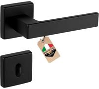 Gedotec poignée de porte noire | 1 set de ferrure de porte noire poignées de porte de chambre moderne rosace carrée pour portes intérieures | BB - Oval | paire de béquilles noir mat | PUSH 1317