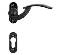 Gedotec Poignée de Porte Rosace | TILLY-R | 1 Kit - Poignee design pour portails & portes de chambres | Antique Fer Forgé Noir Mat | Cylindre profilé PZ | Béquilles de porte antique de jardin
