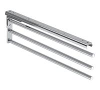 Gedotec Porte-Serviettes Coulissant en Aluminium | Longueur 443 mm | Chrome Poli Brillant | Barre à 3 Bras Extensible | 1 Pièce