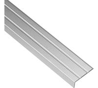 Gedotec Profile de nez de marche autocollant aluminium argent 2000 mm - profile d'angle non perfore a coller 25 x 8 mm - protection d'arete de marche a rainure - Made in Germany