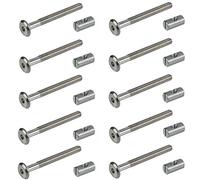 Gedotec Raccord de meuble en acier nickelé | 10 vis d'assemblage pour bois et meubles | Longueur : 90 mm | Vis à tête plate M6 | Vis d'assemblage de lit avec boulon à écrou transversal