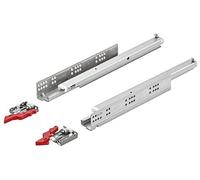 Gedotec Rail Coulissant avec Amortisseur - MOOVIT - Extension Totale - Coulisse à Glissieres pour Meuble de Cuisine, Tiroir, Meuble, Commode - Support 30 kg - Acier Galvanisé - 450 mm -1 Paire