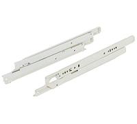 Gedotec Rail de Guidage de Tiroir - Glissiere Coulissante à Roulement à Billes - Extension Totale - Rail pour Meuble de Cuisine, Armoire- Support 50 kg - 400mm - Blanc Ral 9010-1 Paire