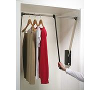 Gedotec réglable penderie-lift Wardrobelift armoire - Servetto | penderie-lift pliable noir - nickelé | largeur-réglable 440-610 mm | 1 pièce - tringle à vêtements pliable