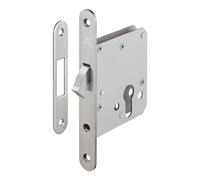 Gedotec Serrure à encastrer en acier inoxydable Serrure de porte coulissante Serrure de porte coulissante à encastrer - H5500 | Startec | serrure à crochet avec pêne circulaire | argent mat