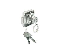 Gedotec Serrure de tiroir à cylindre pour portes - H6111 - Acier nickelé - Distance au canon : 25 mm - Fermeture différente - Droite - 1 jeu - Serrure de tiroir avec clé