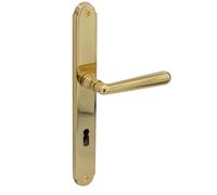 Gedotec Set de Poignées de Porte | Poignées, Support et Matériel de Montage | modèle Alt Wien | Laiton Poli Brillant | Pour Épaisseur de Porte de 38 à 60 mm | Serrure à Clé | 1 Garniture