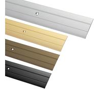Gedotec Seuil de Porte Barre | Longueur 100 cm, Largeur 37 mm | 1 Pièce Profil Transition Sol | Aluminium Argenté | Plinthe de sol à visser | Profilé de compensation perforé - Seuil de porte