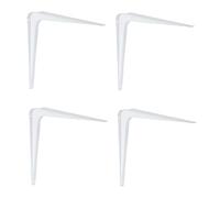 Gedotec Support d'étagère en métal Console d'étagère 200 mm Console en tôle d'acier pour étagères murales | Support d'étagère pour montage mural | 4 pièces - acier revêtu blanc | Console d'angle pou