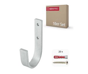 Gedotec Support mural - Crochet universel en acier galvanisé | 10 crochets d'échelle courbes 55 x 110 mm | Crochets pour appareils avec matériel de fixation | Crochets métalliques à usage général