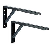 Gedotec Support Mural Triangle Étagère - Équerre Métal en Angle Droit pour Meuble de Rangement, Table, Cuisine, Bureau, Garage, Jardin, Rayonnage - en Acier Noir - 300 x 30 x 180 mm - 2 Pièces