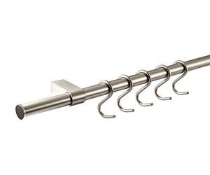Gedotec Support Rail de Cuisine | Longueur: 900 mm | 1 Jeu | Aspect Inox | Garde-corps de cuisine Système de garde-corps mural cuisine | Système avec 5 crochets en S avec matériel de fixation