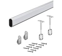 Gedotec Tube de meuble | Tringle de garde-robe OVALE tringle à vêtements en métal 1000 mm avec 2 pièces support de tube de garde-robe pour montage au plafond | Acier Chromé | 1 Set