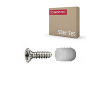 Gedotec Vis de fixation et chevilles | Ø perçage 8 mm | 50 pièces | Vis de 3,5 x 12 mm et chevilles en plastique de 10,8 mm | Charnière de pot pour fixation de meubles, charnière à tige, charnière de