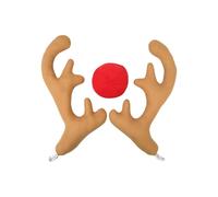 GEDOX Cannes de renne pour voiture, décoration de Noël de rennes pour voiture, décoration de nez avec clochette, kit de bois de renne pour voiture avec nez, accessoires pour voitures, véhicules