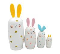 GEDOX Jeu de poupées imbriquées pour , jeu de poupées russes , Noël, poupées russes de lapin, lapin en bois fait à la main, Pâques, anniversaire, jouet pour cadeau,