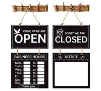 GEDOX Panneau ouvert fermé double face avec heures et corde de suspension, pour entreprise, magasin, bureau, restaurant