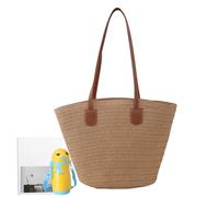 GEDOX Petit sac tissé - Sac à bandoulière tissé - Sacs à main légers en tissu de paille - Sac à bandoulière tendance - Sac multifonction portable pour filles, Café clair, Consulte la descripción